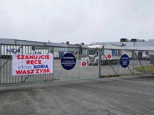 Akcja protestacyjna w zakładzie mięsnym HKFoods