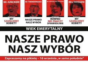 Obrońmy wiek emerytalny. Zapraszamy na pikietę – 16 września „w samo południe”