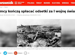 Tak Newsweek pisał o reparacjach w 2010 roku: "Niemcy spłacają I wojnę. Czy zrobią to samo wobec Polski?"