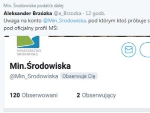 Rzecznik Ministerstwa Środowiska ostrzega przed fejkowym kontem ministerstwa na Twitterze