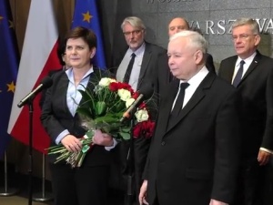 Wspólna konferencja prasowa Beaty Szydło i Jarosława Kaczyńskiego