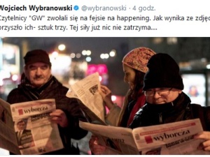 Umówili się na FB na publiczne czytanie "Wyborczej". Przyszło kilka osób...