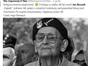 Zmarł Jan Buczek, ps. „Dąbek”, żołnierz AK, po wojnie aresztowany i więziony przez UB