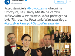 Nowoczesna chciała uczcić ofiary Powstania w Getcie Warszawskim, ale znów się skompromitowała