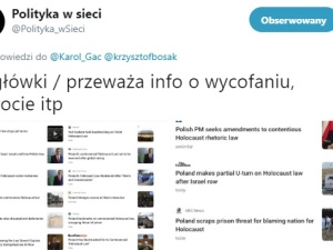 Polityka w Sieci o nowelizacji ustawy o IPN w światowych mediach: Przeważa info o wycofaniu, zwrocie