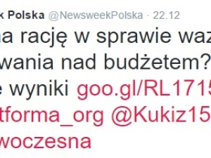 Dwie trzecie pytanych przez Newsweek "kto ma rację w sprawie głosowania nad budżetem?" odpowiedziało: PiS