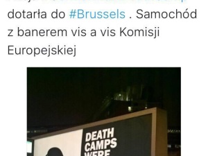 Billboard "German Death Camps" przyjechał do Brukseli