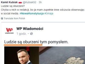 WP pisze, że słowa Andrzeja Dudy o zmianie konstytucji "oburzyły ludzi". Sprawdzamy jak jest naprawdę