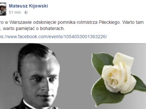 Kijowski nie pamiętał nazwiska "Inki", teraz zaprasza na odsłonięcie pomnika Pileckiego. Z białą różą