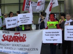 Protest pracowników Eurobanku. "Societe Generale pracownicy w Polsce zasługują na więcej!"