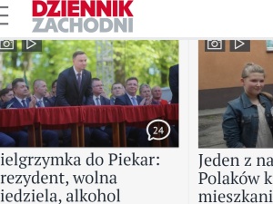 Fala oburzenia w internecie po tytule Dziennika Zachodniego o pielgrzymce Prezydenta