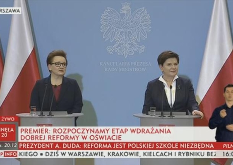  Premier Szydło: reforma edukacji jest najtrudniejszym zadaniem rządu