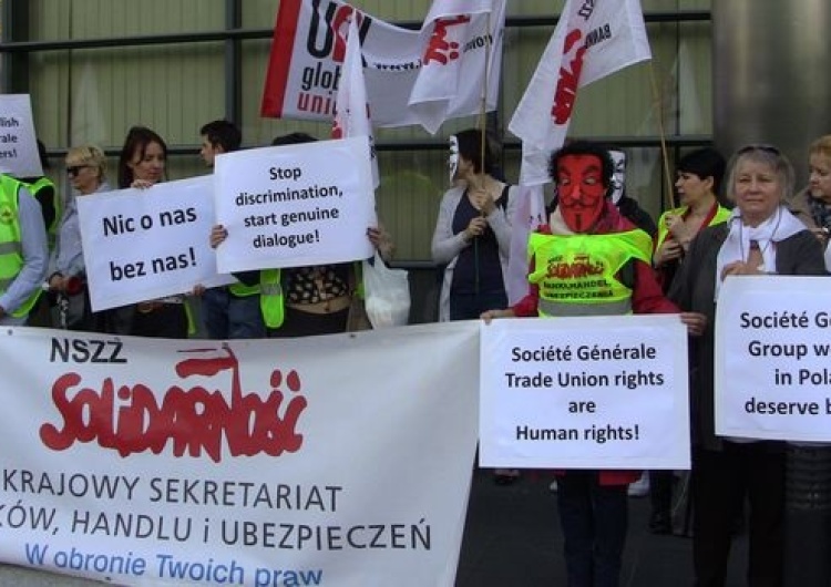  Protest pracowników Eurobanku. "Societe Generale pracownicy w Polsce zasługują na więcej!"