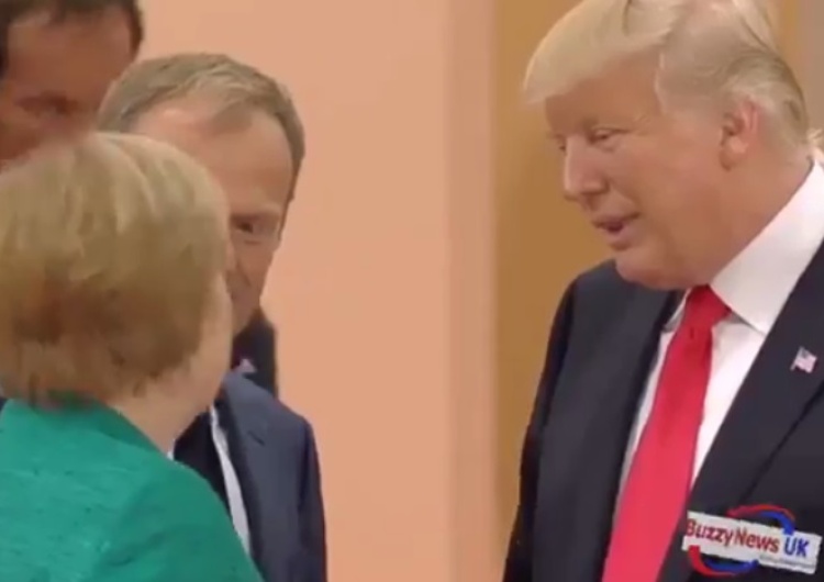 zrzut ekranu Merkel do Trumpa: Byłoby miło wygłosić taką mowę w Brukseli, nieprawdaż? Dlaczego akurat w Warszawie?