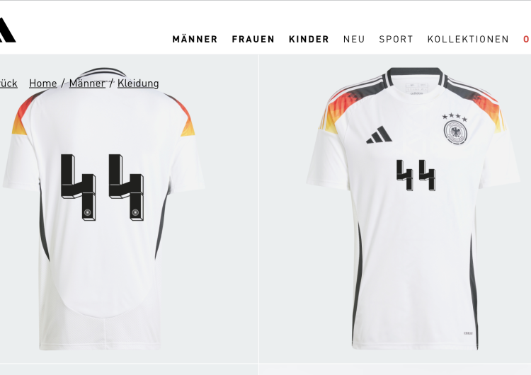 Szokujący wzór koszulki niemieckiej reprezentaci Szokujący wzór koszulki niemieckiej reprezentaci przypomina nazistowski symbol