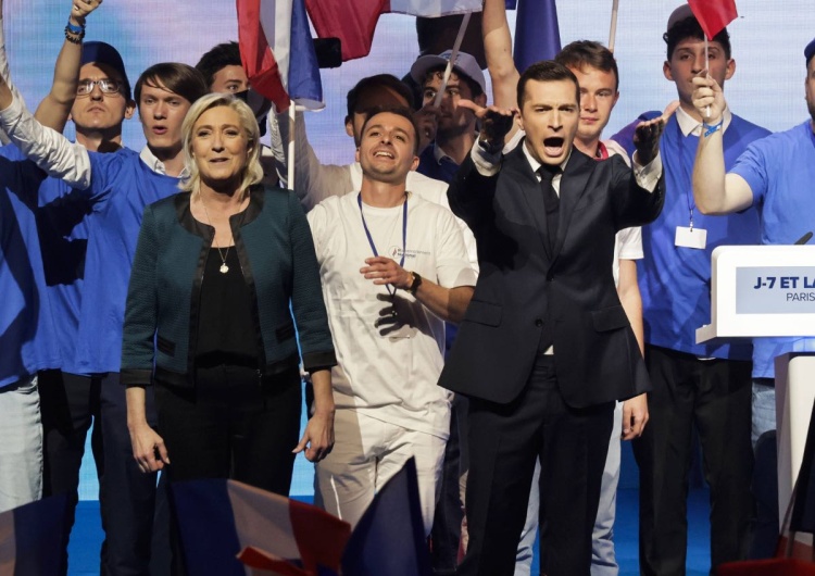 Liderzy Zjednoczenia Narodowego Marine Le Pen i Jordan Bardella Rosnące w sondażach francuskie Zjednoczenie Narodowe uderza w Zielony Ład