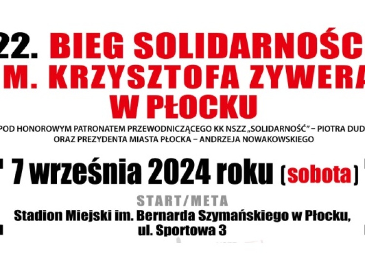  Zaproszenie na Bieg Solidarności im. Krzysztofa Zywera 