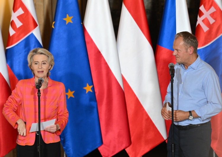 Ursula von der Leyen i Donald Tusk  Ursula von der Leyen we Wrocławiu. Obiecała pieniądze z funduszu spójności 