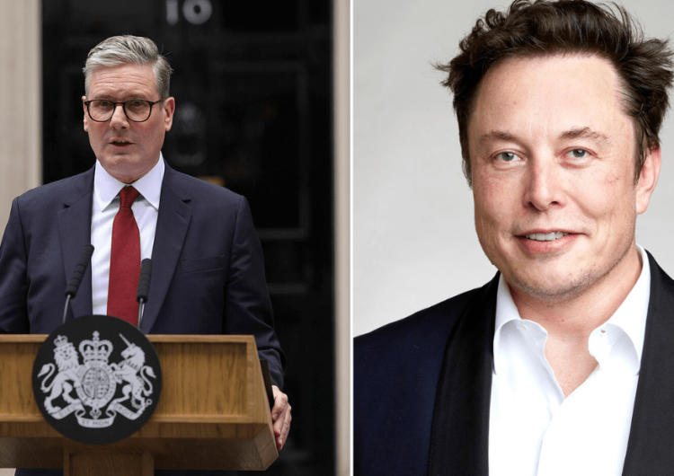 Premier Wielkiej Brytanii Keir Starmer oraz Elon Musk 