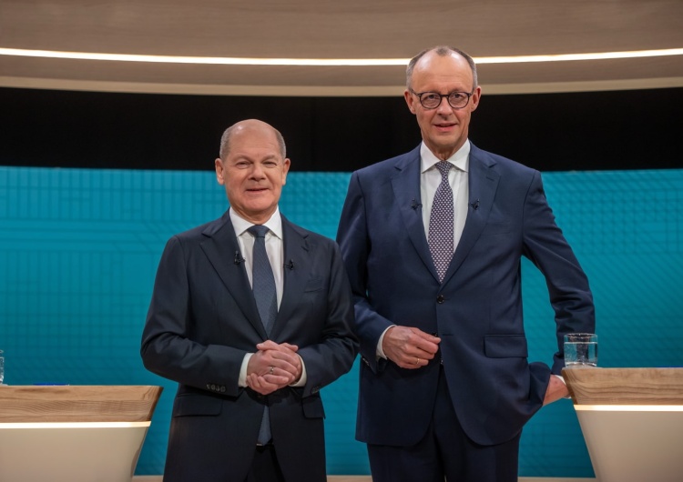 Kanclerz Niemiec Olaf Scholz i lider CDU Friedrich Merz 