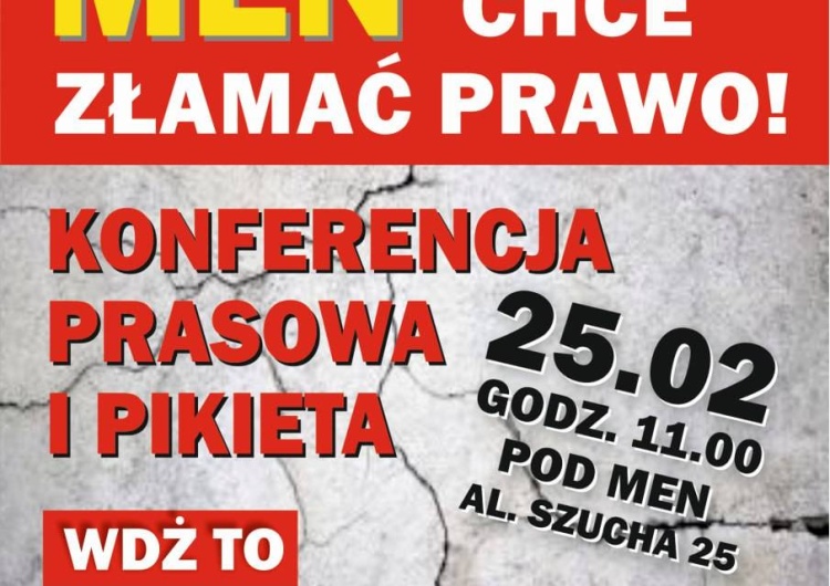 plakat informujący o demonstracji 25 lutego przed siedzibą MEN 