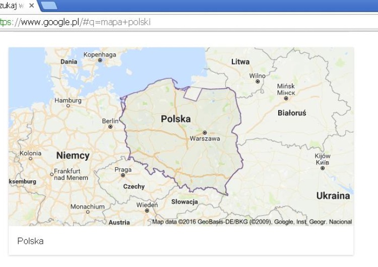 Na mapie Polski Google przyłączyło spora połać kraju do Obwodu