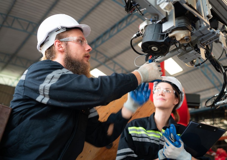 Inżynier instalujący system elektrycznego ramienia robota Zapowiedź konferencji: Bezpieczeństwo pracy i innowacje technologiczne