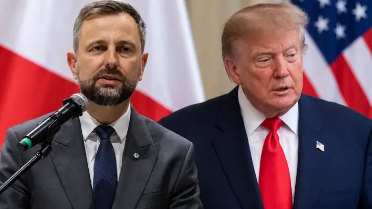 Władysław Kosiniak-Kamysz, Donald Trump na tle flag