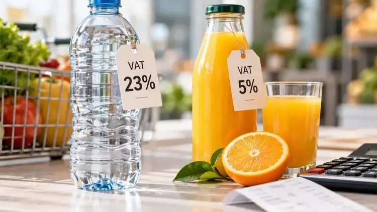 Butelka wody i soku pomarańczowego