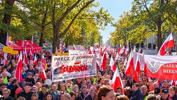 Manifestacja pod Trybunałem Konstytucyjnym las flag