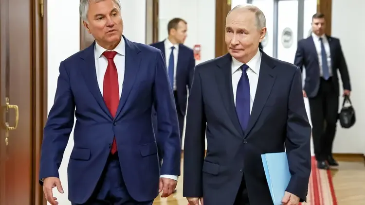 Prezydent Rosji Władimir Putin z przewodniczącym rosyjskiej Dumy