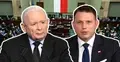 Jarosław Kaczyński i Sławomir Mentzen na tle Sejmu