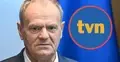 Premier Donald Tusk oraz logo TVN