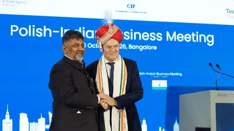 Premier Donald Tusk podczas wizyty w Indiach