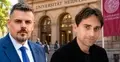 Sebastian Meitz i Grzegorz Rossoliński-Liebe na tle Uniwersytetu w Heidelbergu