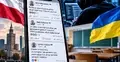 telefon z postami flaga polska i ukraińska człowiek w kapturze