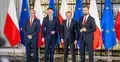 Liderzy ugrupowań tworzących rząd - Włodzimierz Czarzasty, Szymon Hołownia, Donald Tusk, Władysław Kosiniak-Kamysz