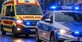 pogotowie, radiowóz z włączonymi sygnałami świetlnymi