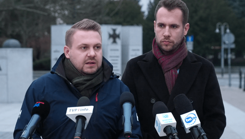 Europoseł Jacek Ozdoba i poseł Jan Kanthak