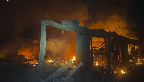 Ukraina, zniszczenia po ataku rakietowym, zdjęcie poglądowe