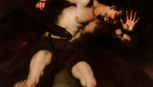 Orzeł pożerający wątrobę Prometeusza. Luca Giordano