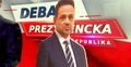 Kartonowy Rafał Trzaskowski na antenie TV Republika
