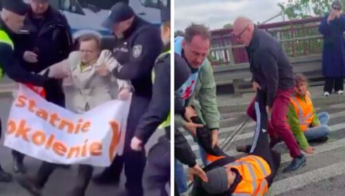 Zdjęcie ilustracyjne. Aktyiwści z grupy Ostatnie Pokolenie blokujący jeden z mostów w Warszawie