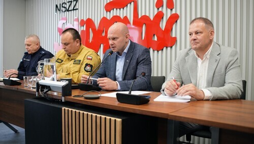 Spotkanie przedstawicieli NSZZ "S" i innych związków zawodowych działających w służbach mundurowych