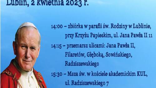 Plakat Papieskiego Marszu Wdzięczności w Lublinie
