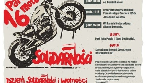 Święto Solidarności i Wolności. 16. Parada Motocyklowa przejedzie ulicami Poznania