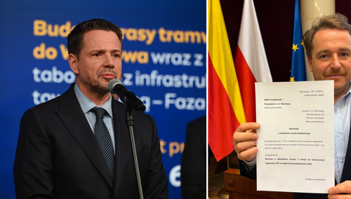 Prezydent Warszawy Rafał Trzaskowski i radny Jan Mencwel