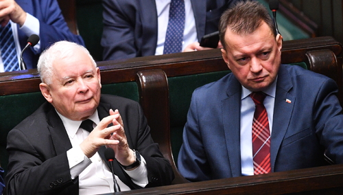 prezes PiS Jarosław Kaczyński i wicepremier Mariusz Błaszczak