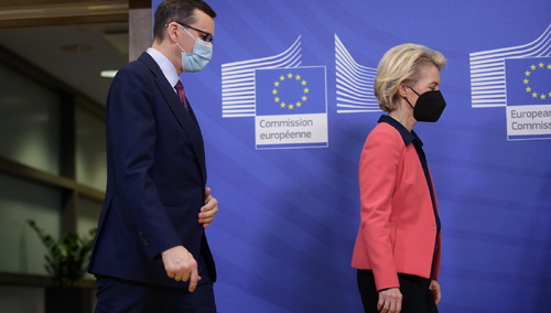 Premier RP Mateusz Morawiecki na spotkaniu z szefową KE Ursulą von der Leyen