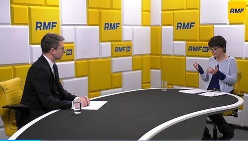 Rzecznik rządu Piotr Müller i Kazimiera Szczuka